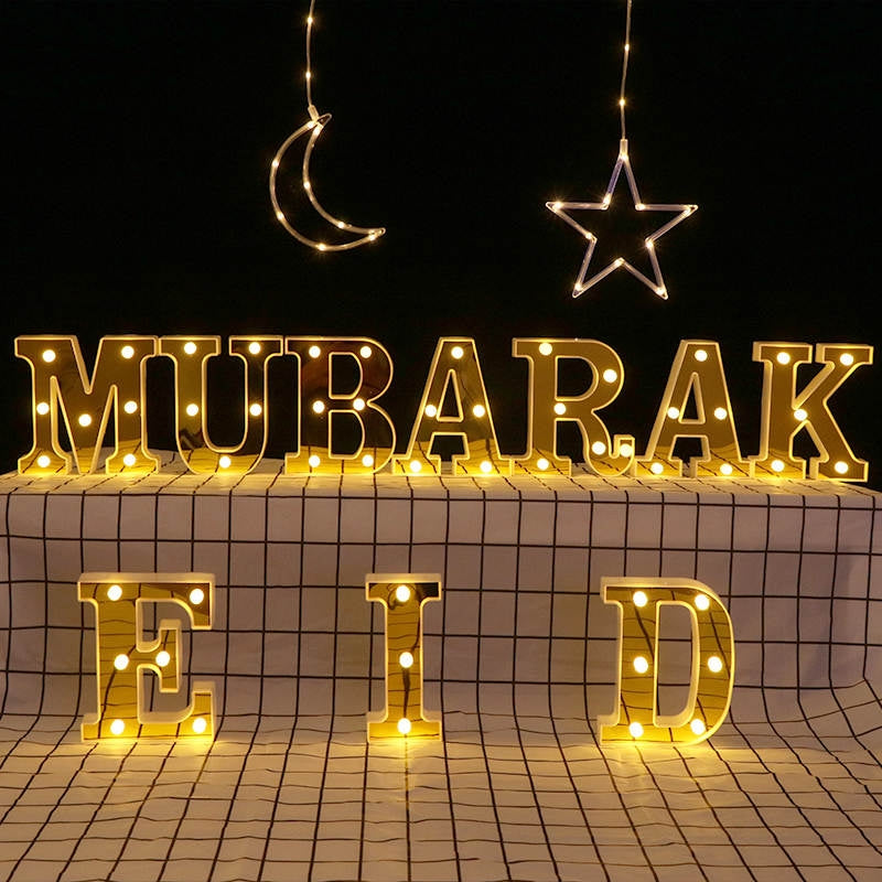 Eid Mubarak - Led sølv Marquee, speil effekt