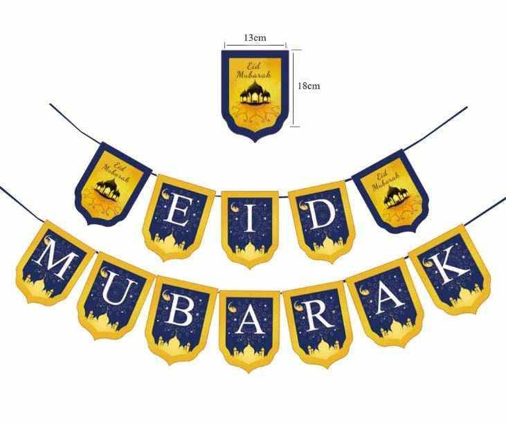 Eid Mubarak Banner, Blå og Gull