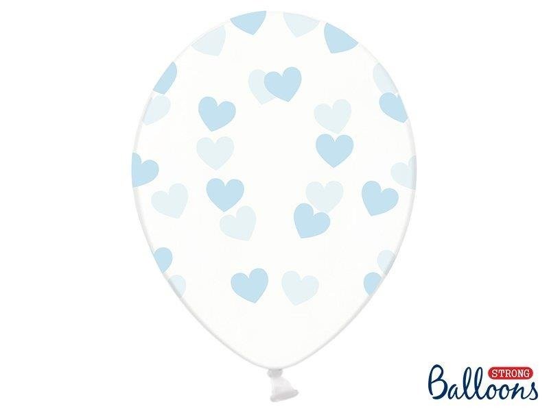 Ballonger - Transparent med blå hjerter