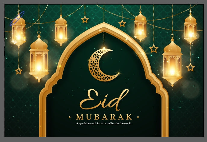 Eid Mubarak Banner i stoff, L